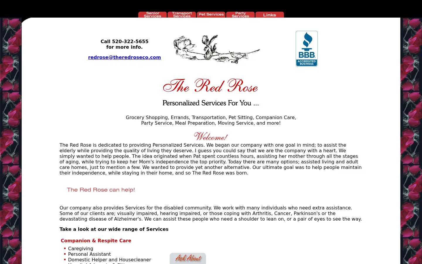 Screenshot of theredroseco.com