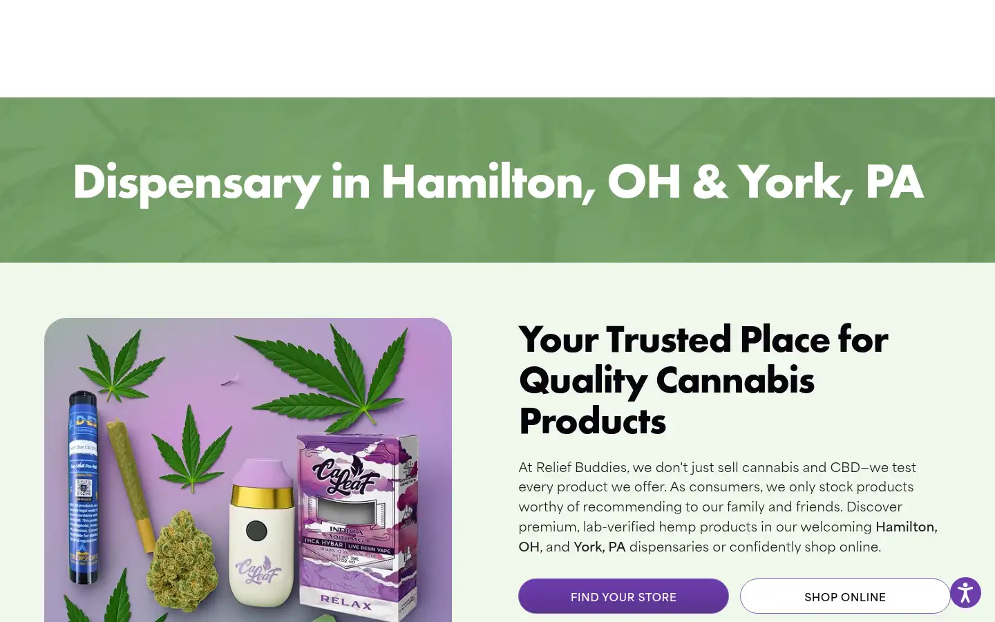 Screenshot of thereliefbuddies.com