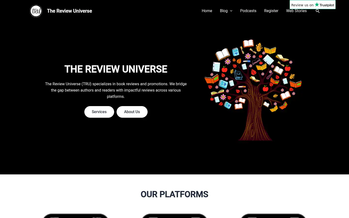 Screenshot of thereviewuniverse.com