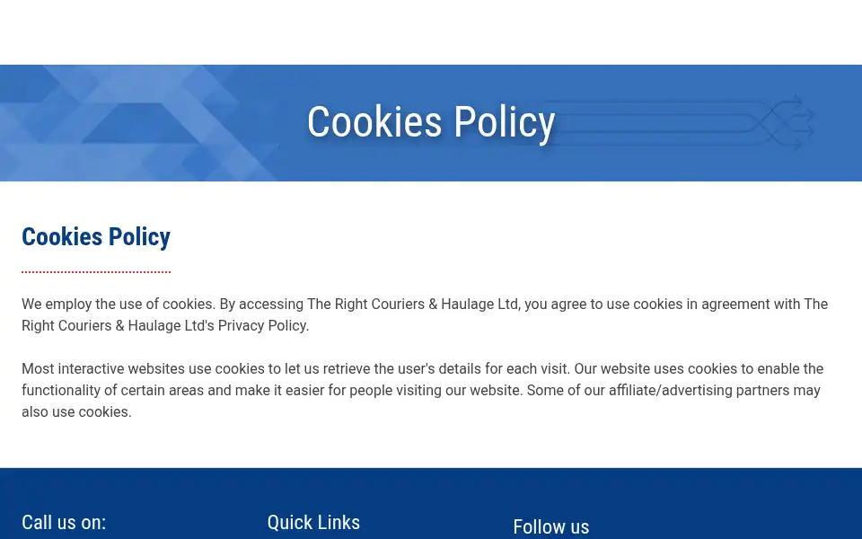 Screenshot of therightcouriers.co.uk