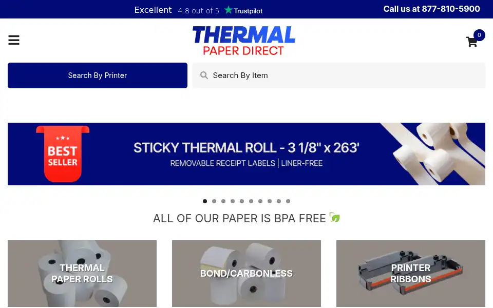 Screenshot of thermalpaperdirect.com