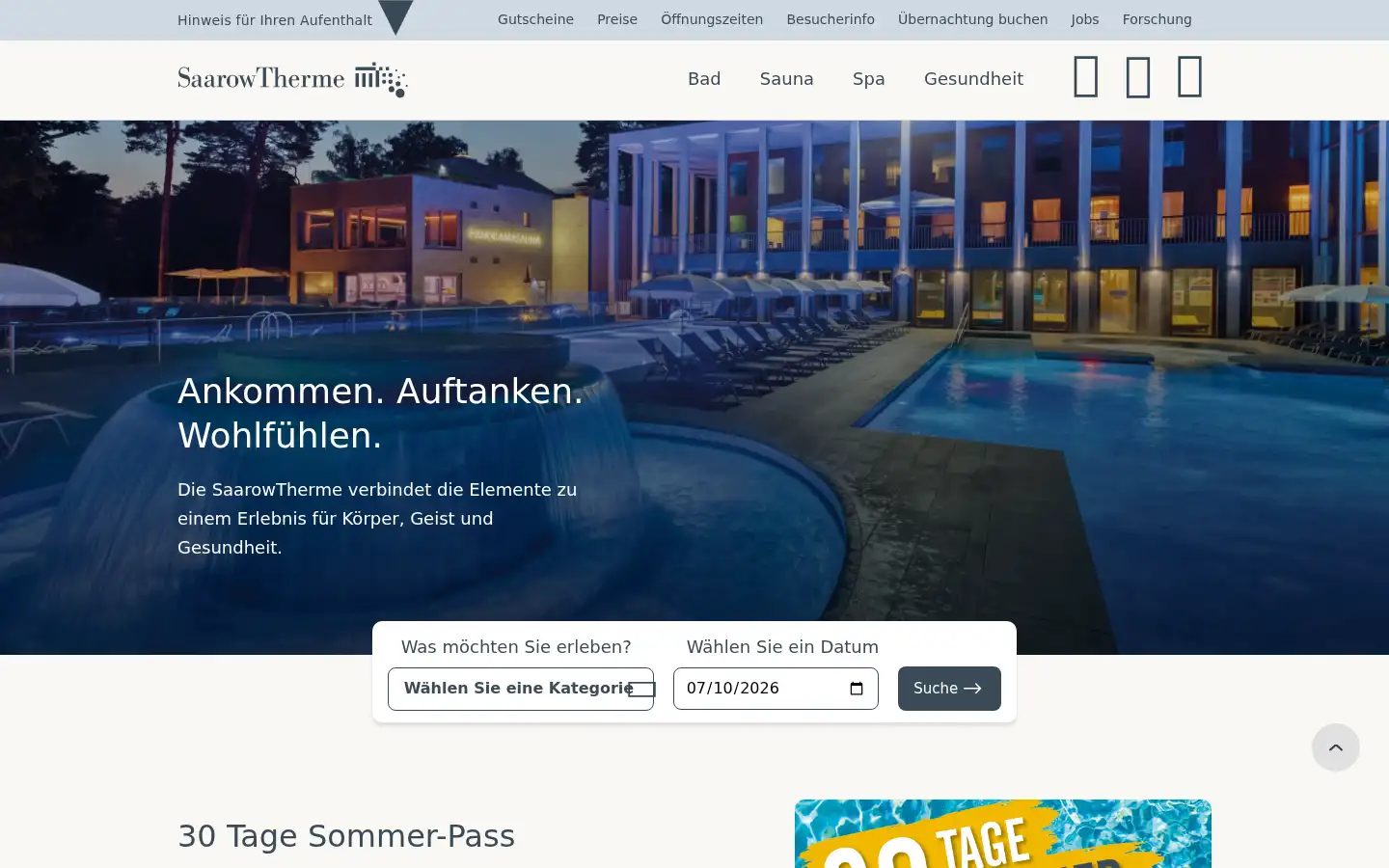 Screenshot of therme.bad-saarow.de