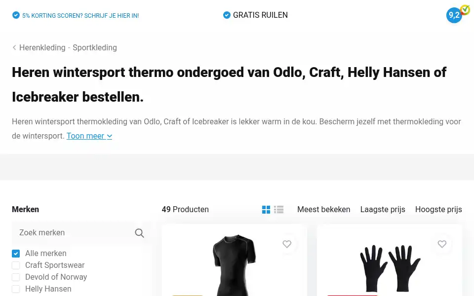 Screenshot of thermokleding.nl