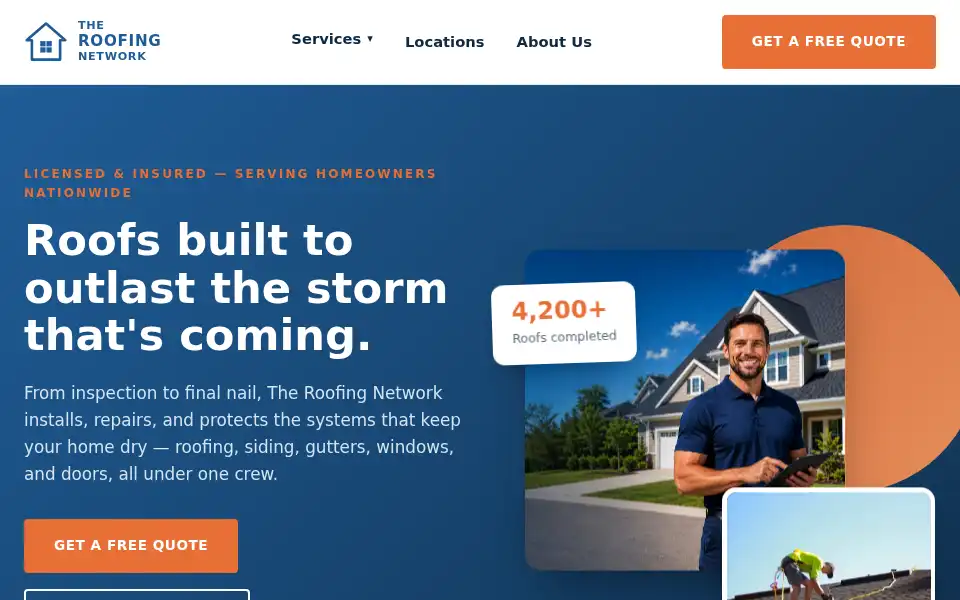Screenshot of theroofingnetwork.com