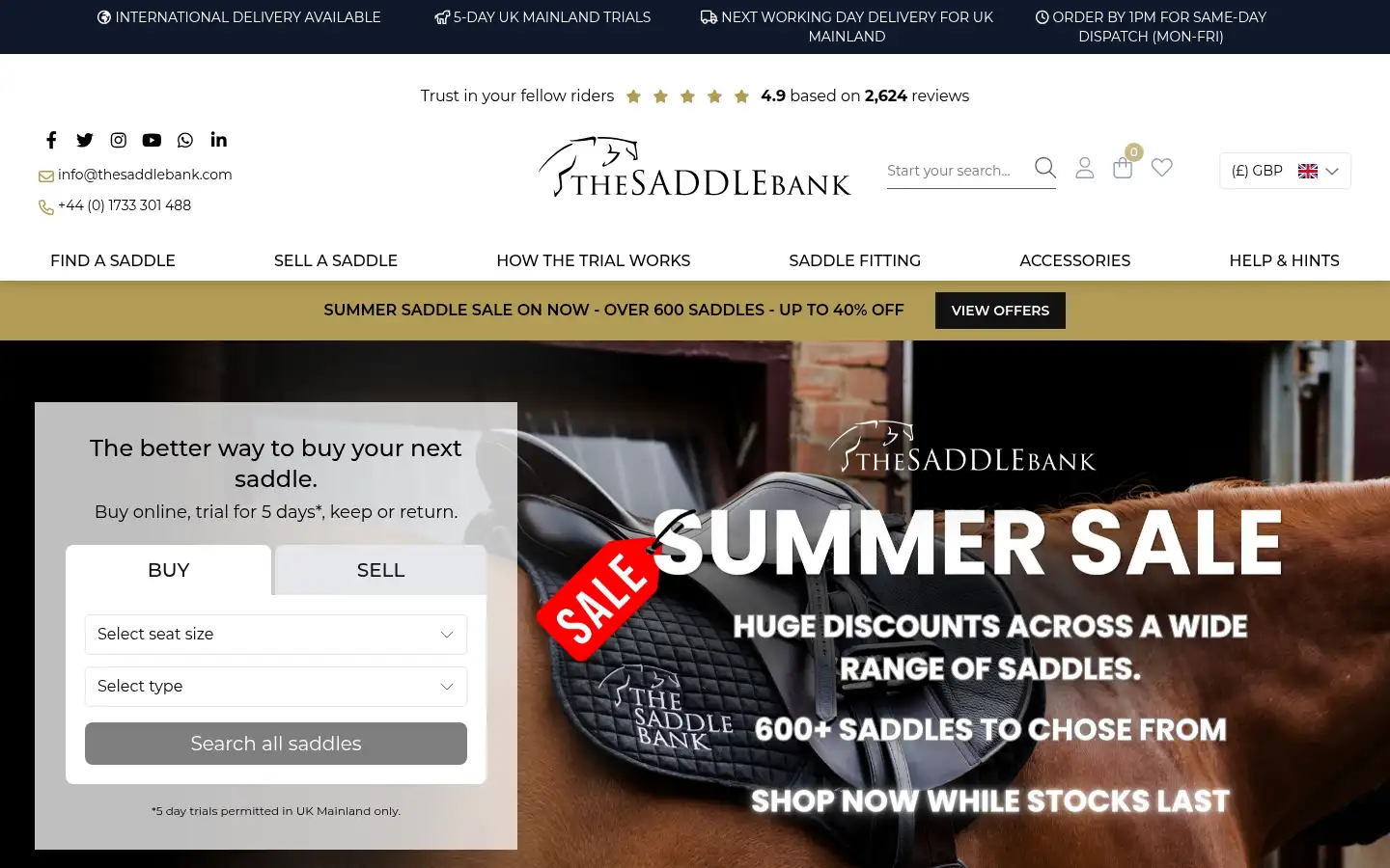 Screenshot of thesaddlebank.com