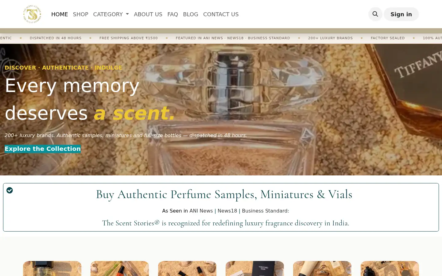 Screenshot of thescentstories.com
