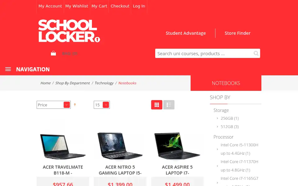 Screenshot of theschoollocker.com.au