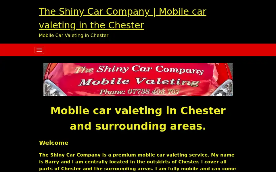 Screenshot of theshinycarcompany.co.uk