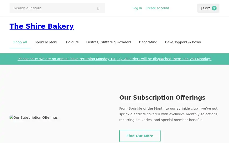 Screenshot of theshirebakery.com
