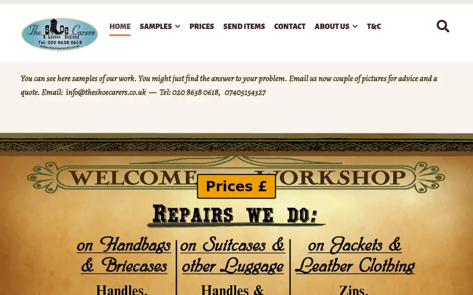 Screenshot of theshoecarers.co.uk