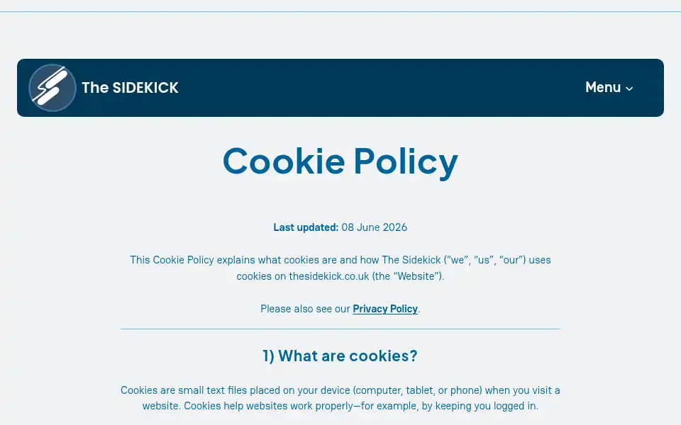 Screenshot of thesidekick.co.uk