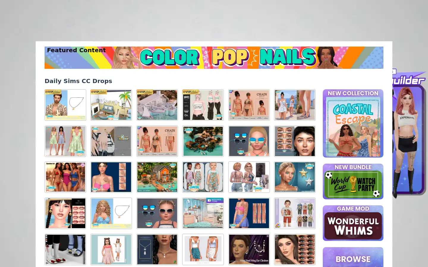 Screenshot of thesimsresource.com