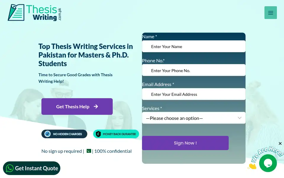 Screenshot of thesiswriting.com.pk