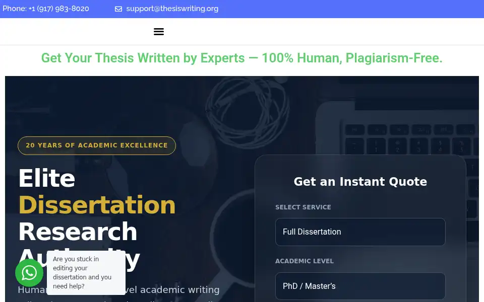 Screenshot of thesiswriting.org