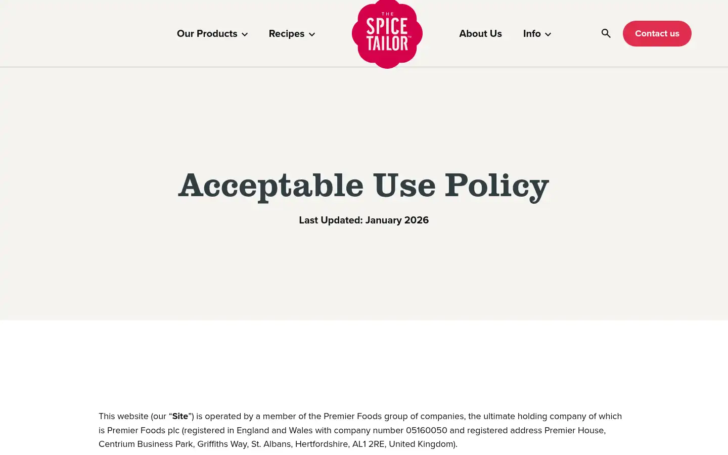 Screenshot of thespicetailor.com