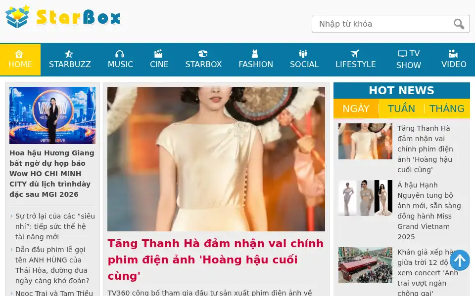 Screenshot of thestarbox.net