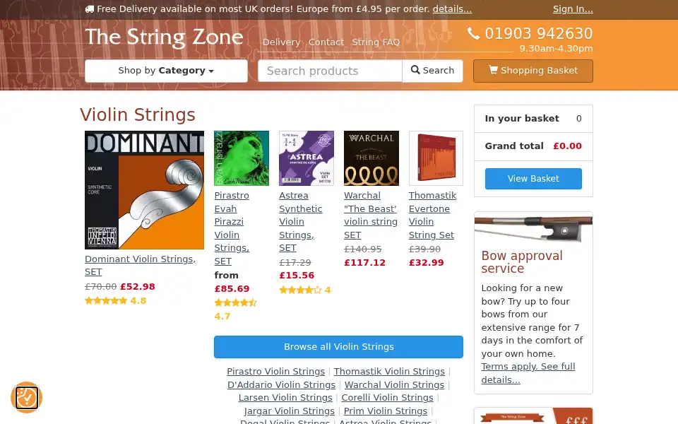 Screenshot of thestringzone.co.uk