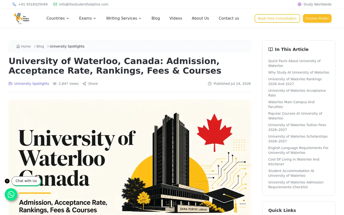 Screenshot of thestudenthelpline.com