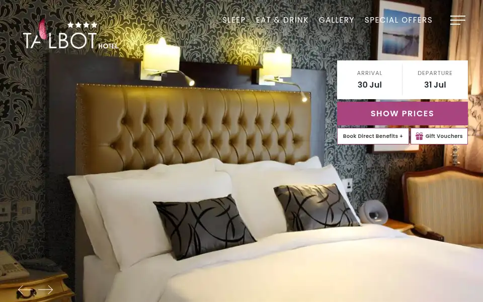 Screenshot of thetalbothotel.ie