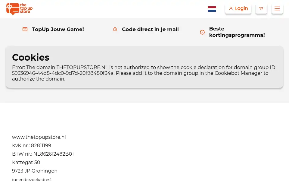 Screenshot of thetopupstore.nl