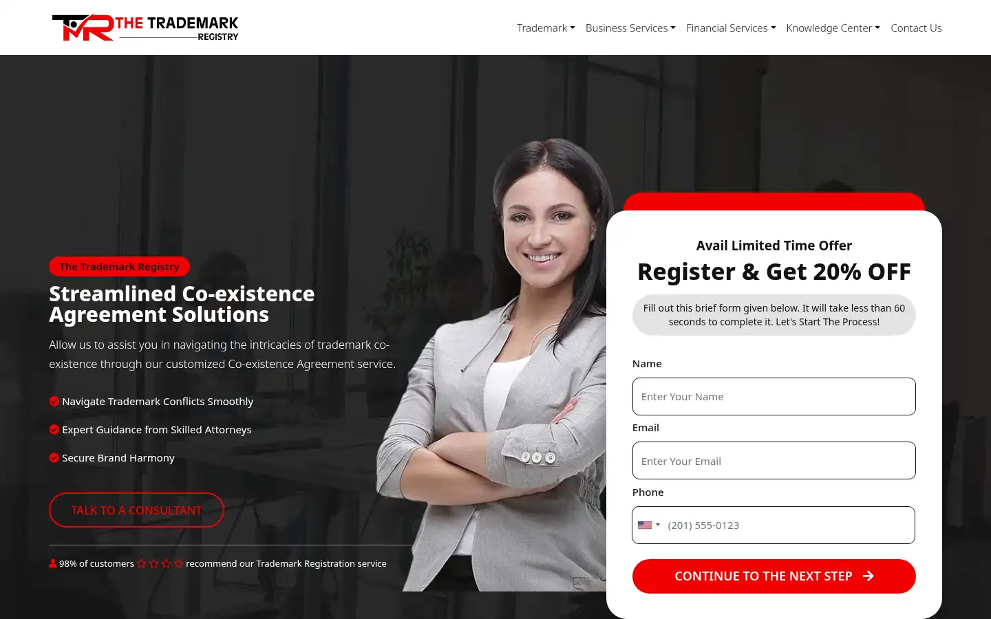 Screenshot of thetrademarkregistry.com