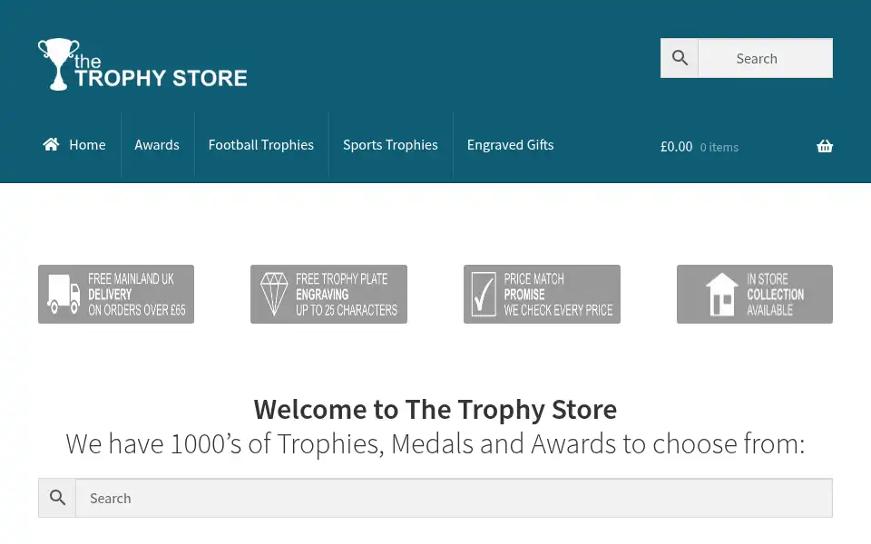 Screenshot of thetrophystore.co.uk