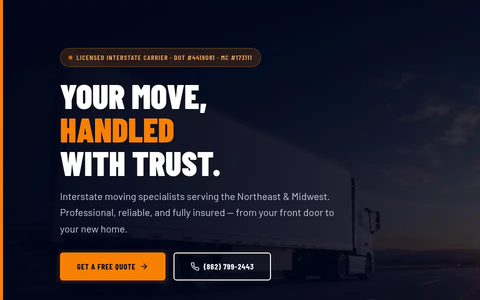 Screenshot of thetrustedmovers.com