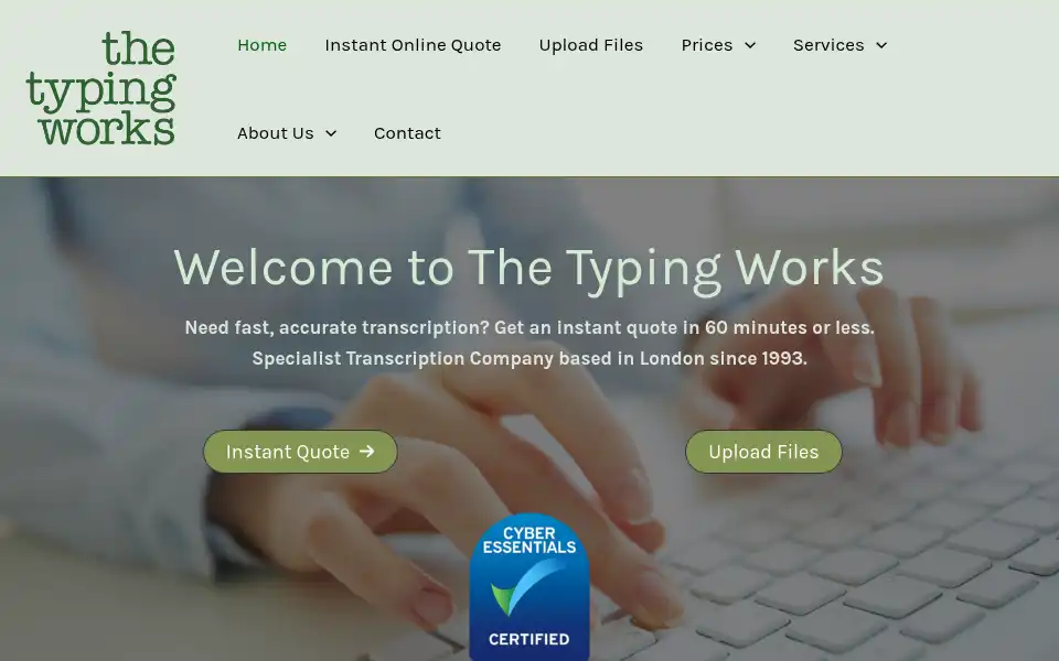 Screenshot of thetypingworks.com