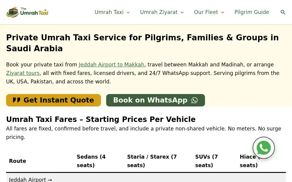 Screenshot of theumrahtaxi.com