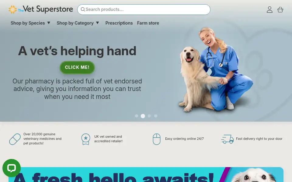 Screenshot of thevetsuperstore.com