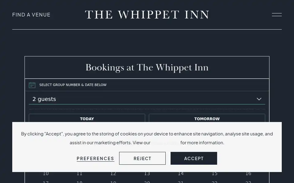 Screenshot of thewhippetinn.com