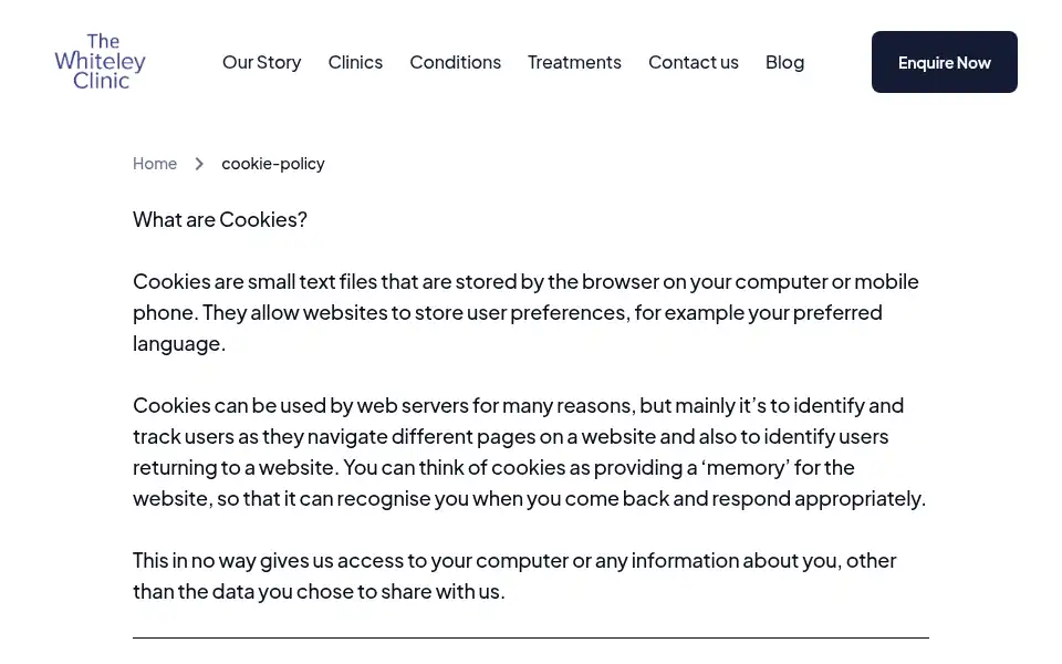 Screenshot of thewhiteleyclinic.co.uk