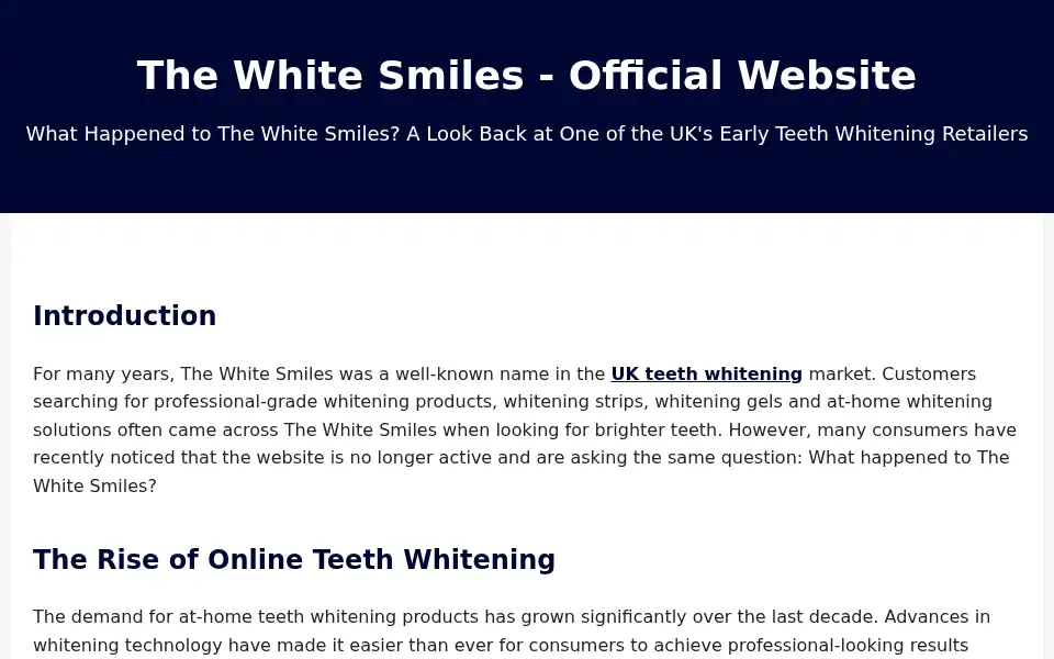 Screenshot of thewhitesmiles.co.uk