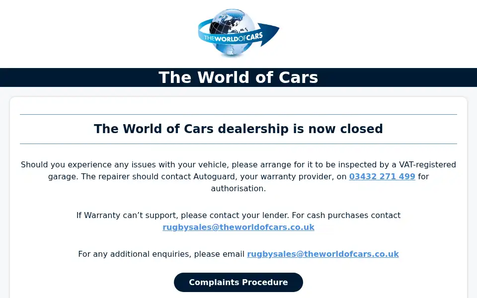 Screenshot of theworldofcars.com