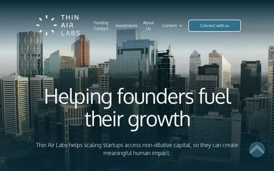Screenshot of thinairlabs.ca