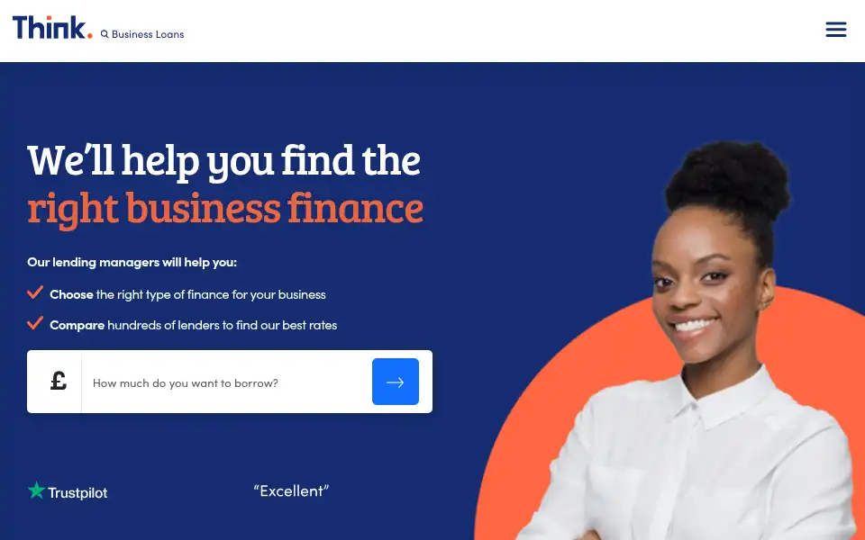 Screenshot of thinkbusinessloans.com