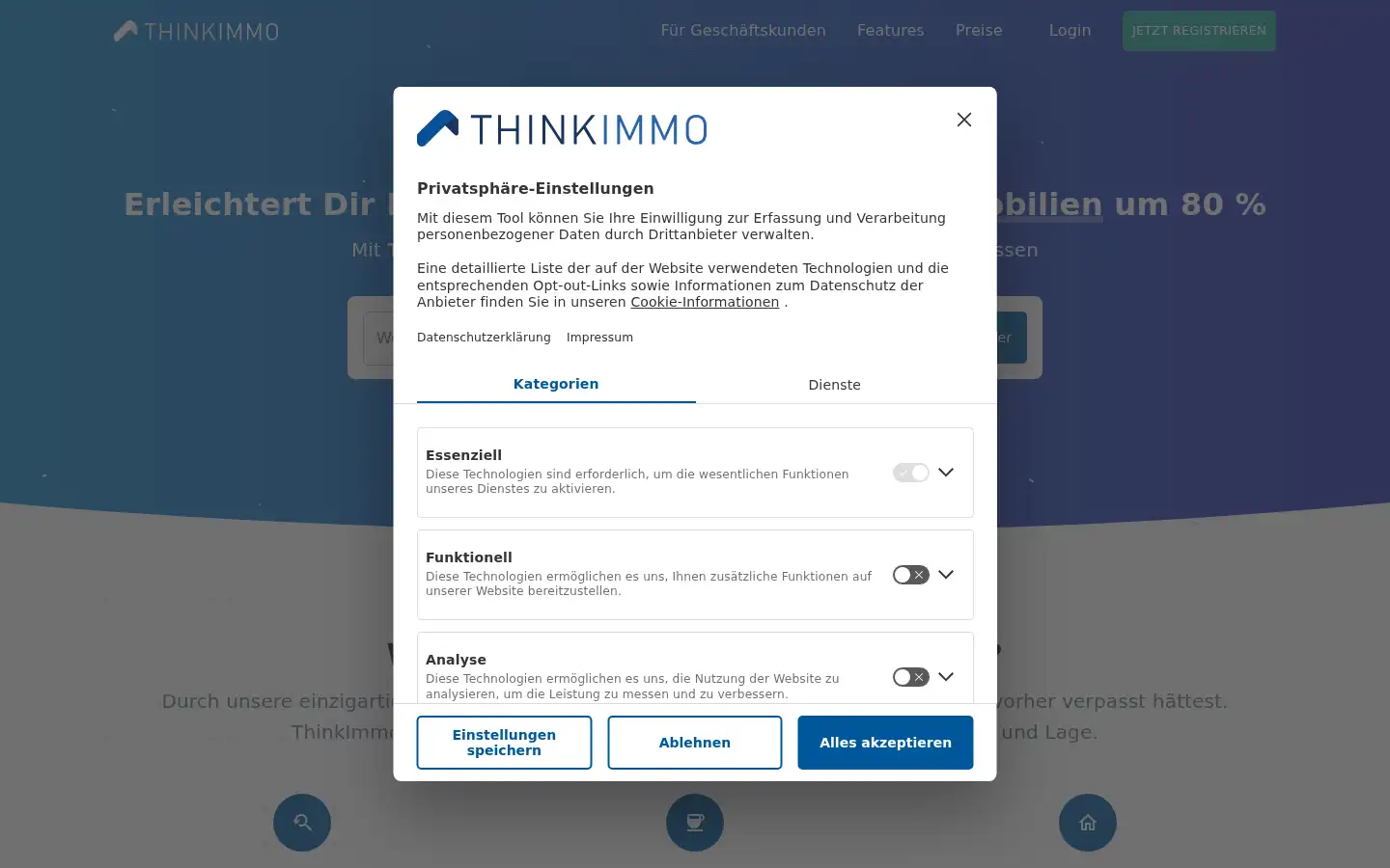 Screenshot of thinkimmo.com