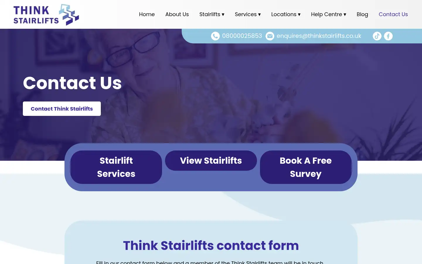 Screenshot of thinkstairlifts.co.uk