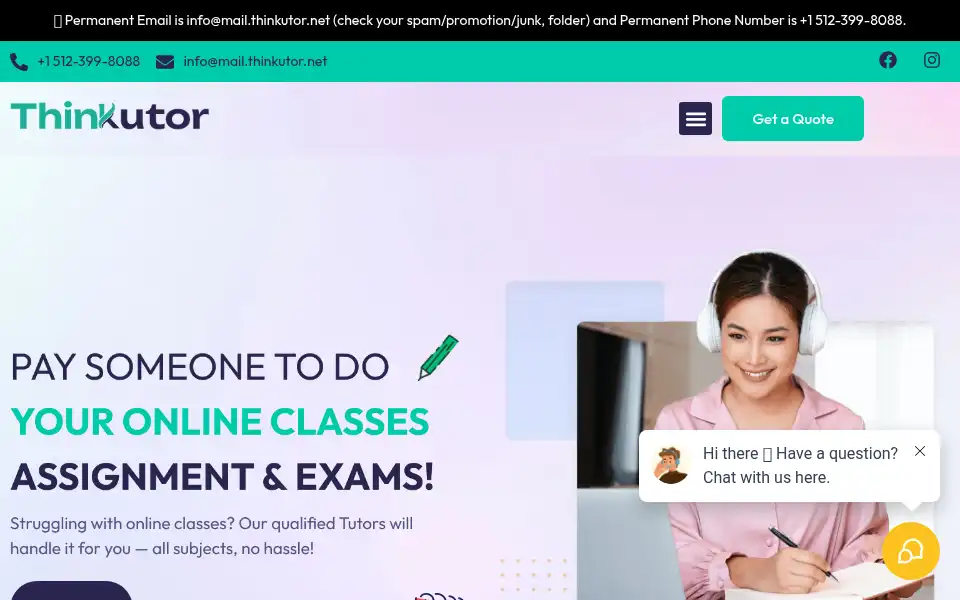 Screenshot of thinkutor.com