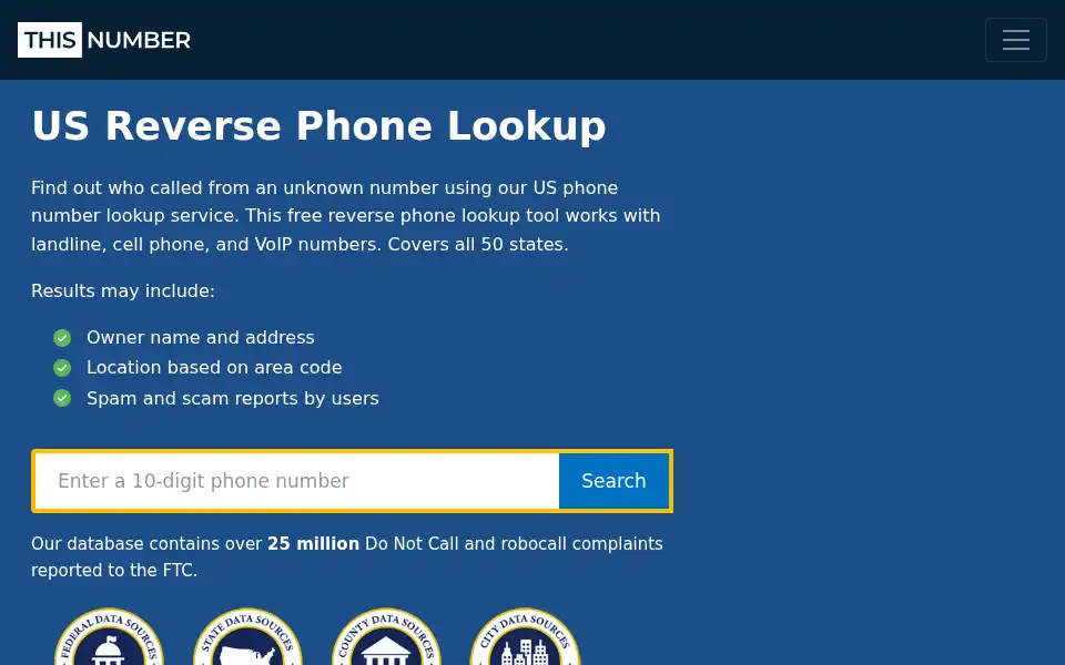 Screenshot of thisnumber.com