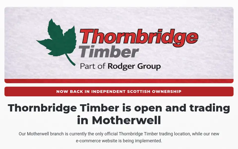 Screenshot of thornbridgetimber.co.uk