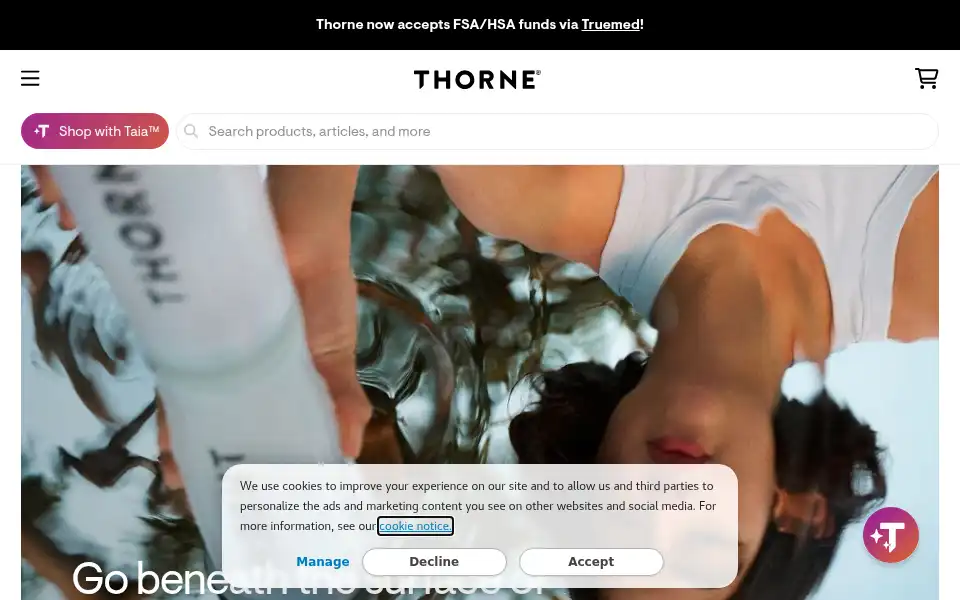 Screenshot of thorne.com