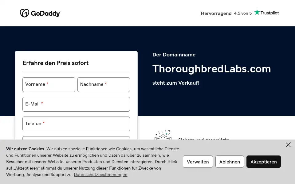 Screenshot of thoroughbredlabs.com
