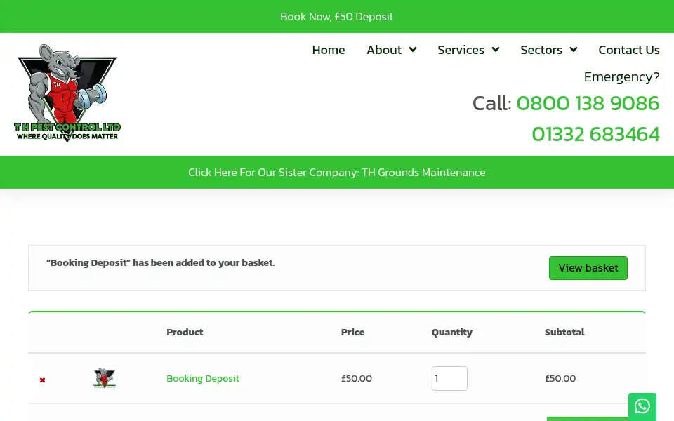 Screenshot of thpestcontrol.co.uk