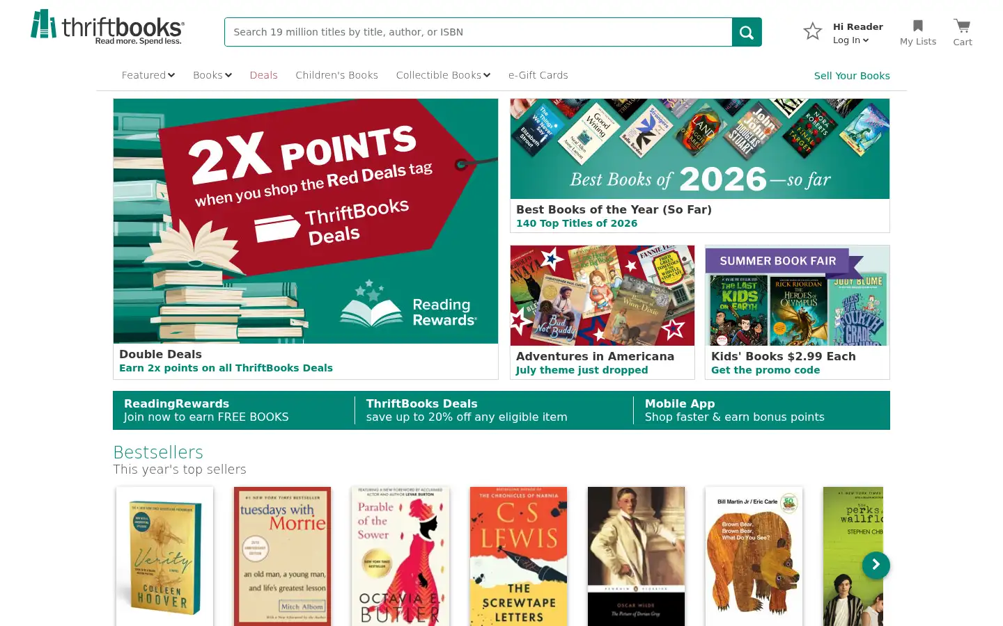 Screenshot of thriftbook.com