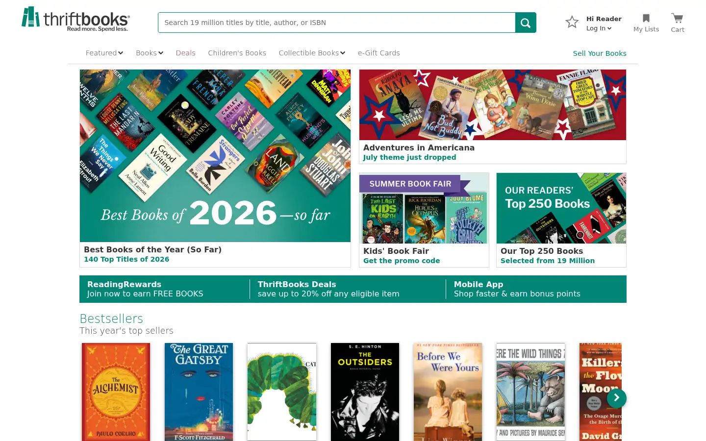 Screenshot of thriftbooks.com