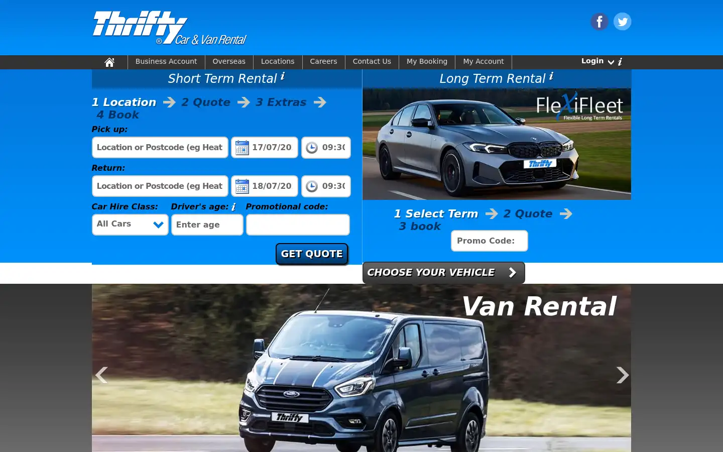 Screenshot of thrifty.co.uk