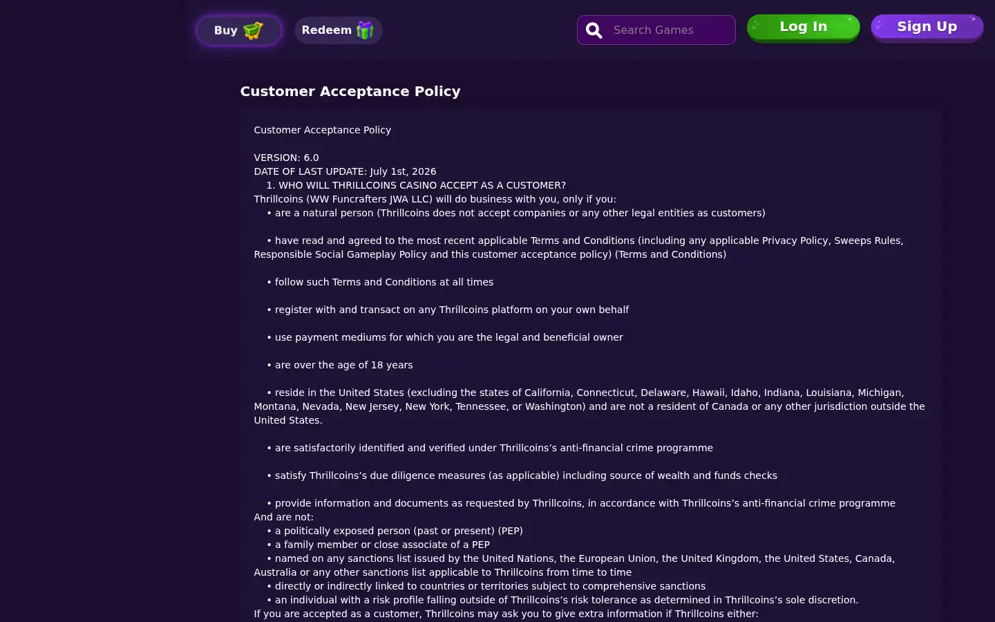 Screenshot of thrillcoins.com