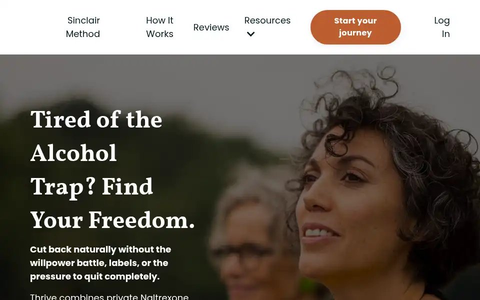 Screenshot of thrivealcoholrecovery.com