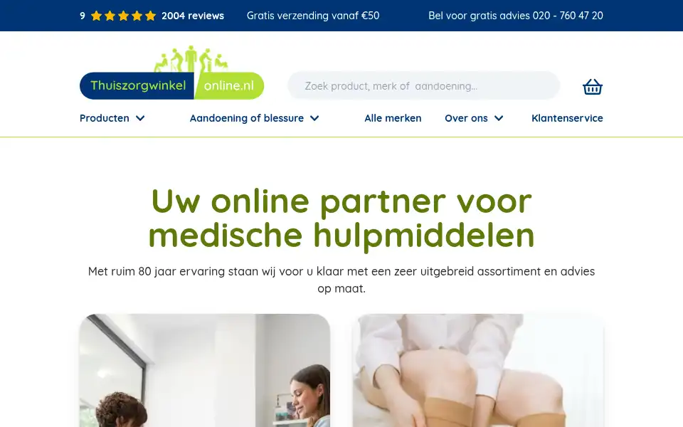 Screenshot of thuiszorgwinkelonline.nl